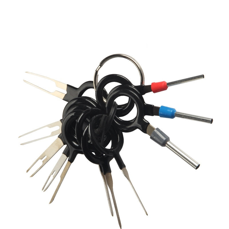 11Pcs/Set Terminal Removal Tool Automotive Electrical Wiring Crimp Connector Pull Pin Kit Car Maintenance Hand Tool Set Key